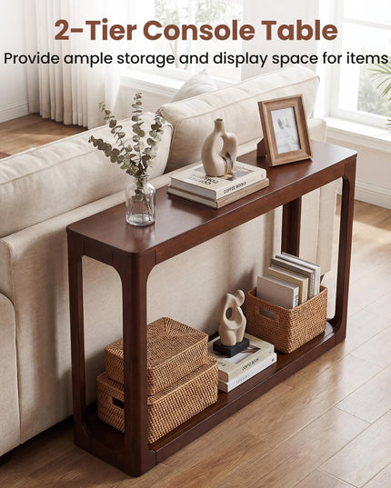 Giantex 47" Wood Console Table w/Solid Rubber Wood Frame