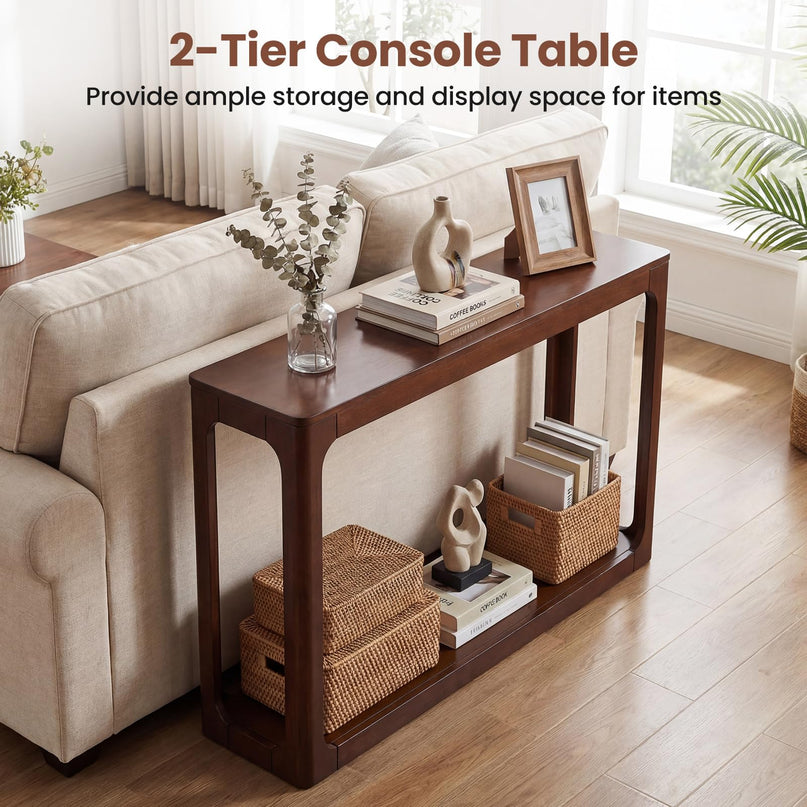 Console en bois Giantex de 119 cm avec cadre en bois d'hévéa massif