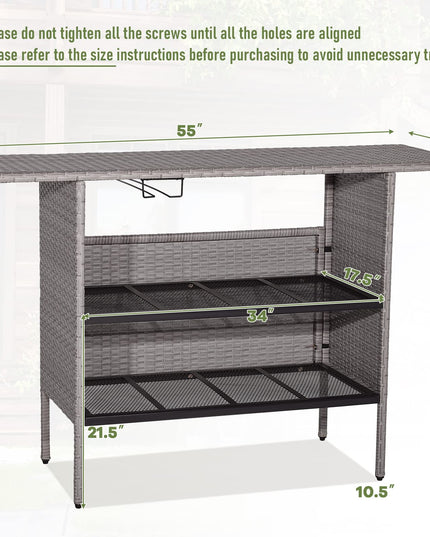 Giantex Outdoor Patio Wicker Bar Table