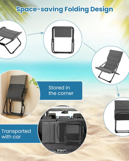 Giantex Patio Folding Chairs with Footrest, Outdoor Lounge Chair with Removable Cushion