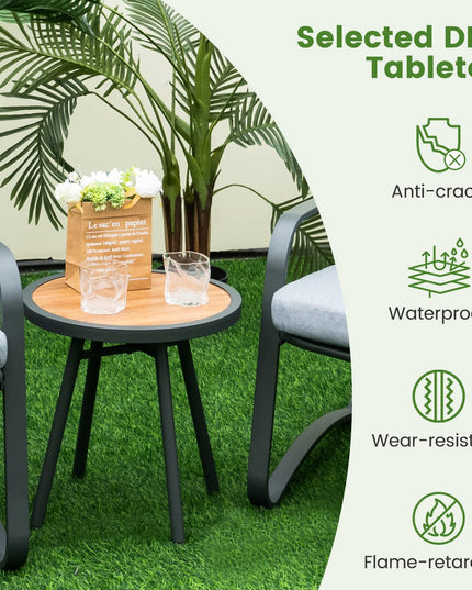 Giantex 3 Pcs Patio Bistro Set, Set of 2 Porch Chairs with Cushion & Lumbar Pillow (Gray)