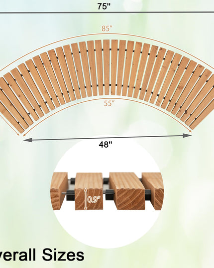 Giantex Garden Pathway Roll Up - 7ft Curved Wood Walkway 17 inch Width