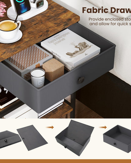 Giantex End Table with Charging Station | 28'' Tall Bedside Night Stand w/USB & Type-C Port (1/2)