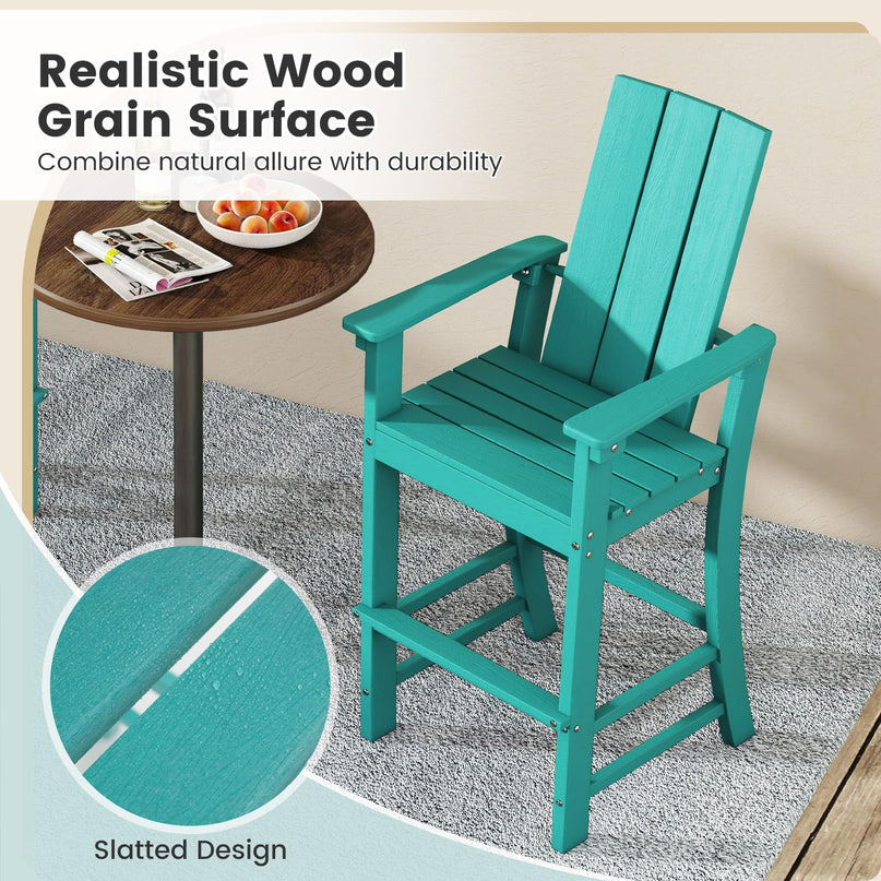 Giantex 52” Tall Adirondack Chair, HDPE Outdoor Bar Stool with Ergonomic Backrest