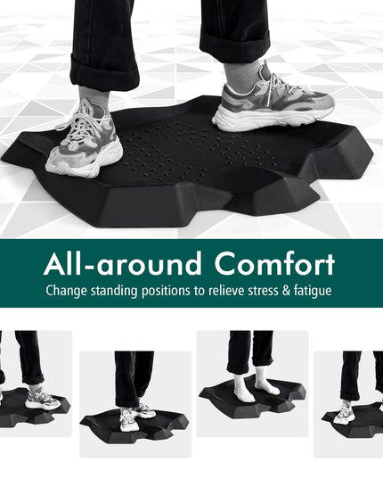 Giantex Anti Fatigue Mat, Not-Flat Standing Mat w/ Foot Massage Points Diverse Terrain & Beveled Edges