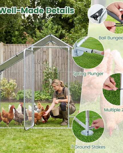 Giantex 9.8 x 6.7 x 6.6 FT Large Metal Chicken Coop with Waterproof Cover