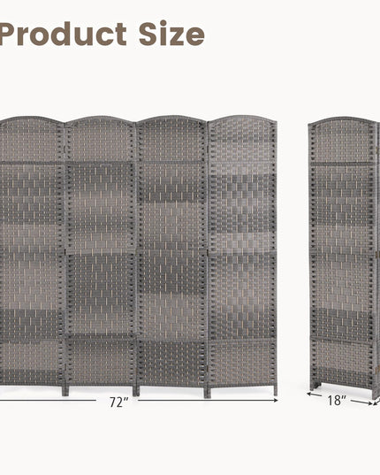 Giantex Room Divider 4 Panel, 6FT Tall Folding Privacy Screen with Solid Wood Frame