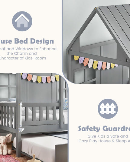 Giantex Twin House Bed with Trundle