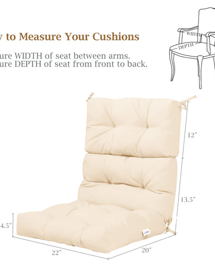 4.5 Inch Thick Outdoor High Back Chair Pads | Tufted Patio Cushion