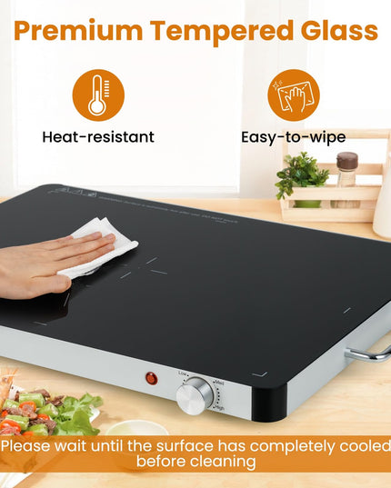 Plateau chauffant électrique Giantex 53 x 40 cm - Serveur de buffet et chauffe-plat en verre trempé