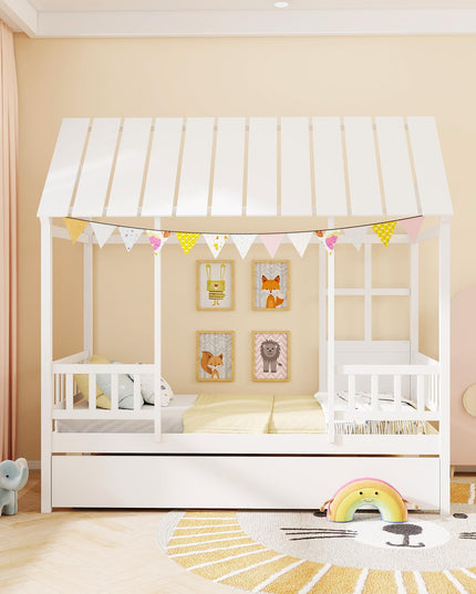 Giantex Twin House Bed with Trundle Bed Twin