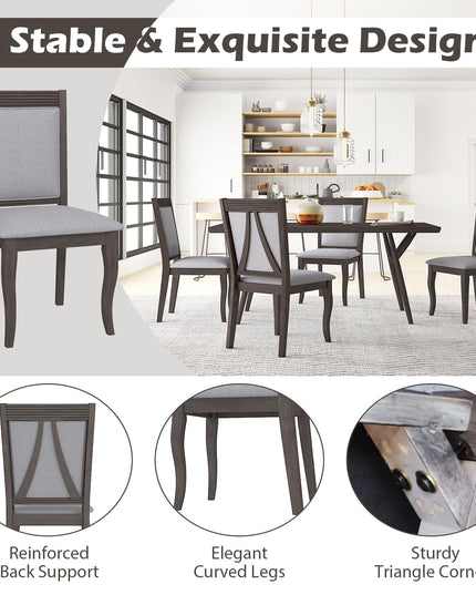 Giantex Wood Dining Chairs Set of 2/4, Farmhouse Upholstered Kitchen Chairs w/Rubber Wood Frame