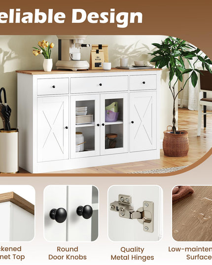 Giantex 55" Large Buffet Sideboard with 3 Drawers for Dining Room
