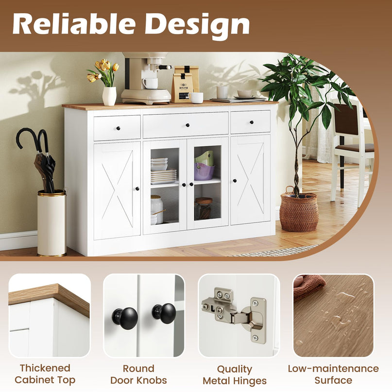 Giantex 55" Large Buffet Sideboard with 3 Drawers for Dining Room