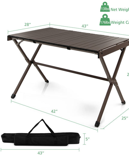 Giantex Folding Camping Table, Aluminum Picnic Table for 4-6 Person