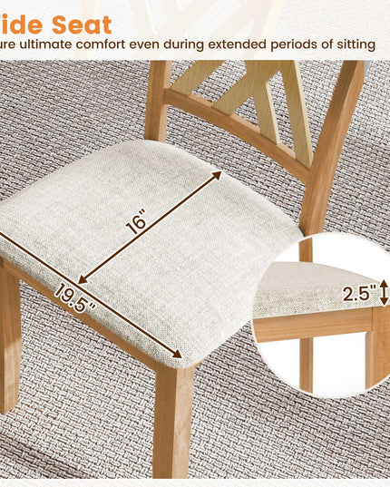 Giantex Wooden Dining Chairs Set of 2/4 Linen Fabric Upholstered Kitchen Chair