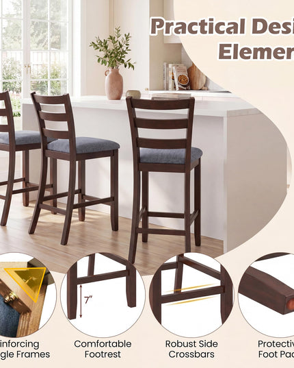 Giantex Counter Height Bar Stools Set of 2/4 w/Backrest Padded Seat