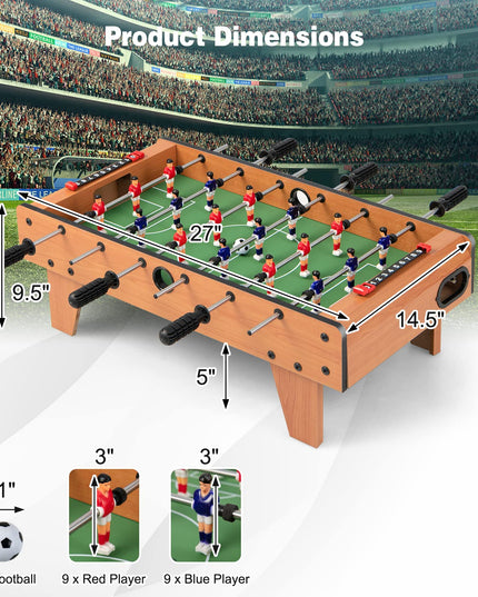 Giantex 27" Foosball Table, Easily Assemble Wooden Soccer Game Table Top w/ Footballs