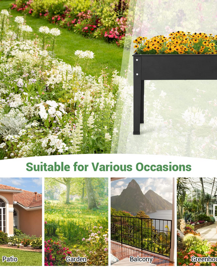 Giantex Raised Garden Bed, Metal Planter Box with Legs, Drain Hole, Outdoor Indoor Elevated Garden Box
