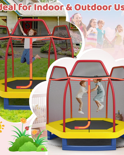 Giantex 7 Ft Kids Trampoline w/Safety Enclosure Net