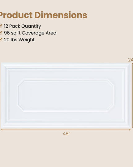 Giantex 48"x24" Decorative Ceiling Tiles with Raised Design