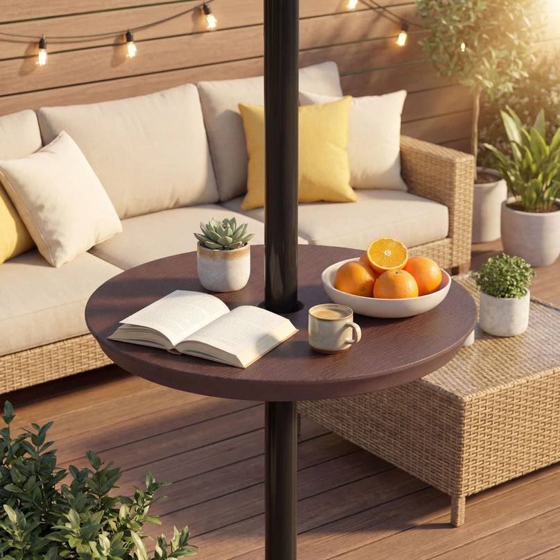 Giantex Umbrella Pole Table Tray - 20" Outdoor Side Table