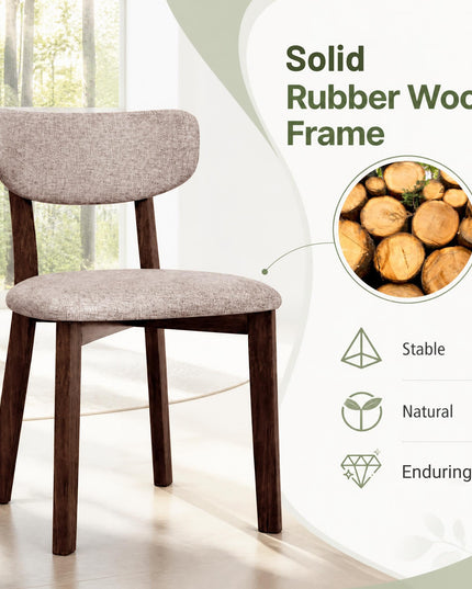 GIANTEX Wood Dining Chairs Set of 4 with Curved Padded Backrest