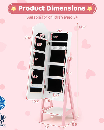 CHARMAID Kids Jewelry Organizer with Full Length Mirror