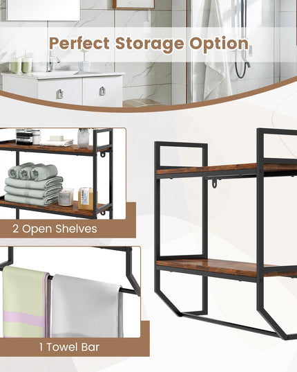 Giantex Wall Mounted Bathroom Shelves with Towel Bar