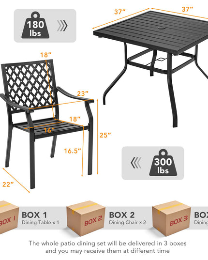 Giantex 5 Piece Patio Dining Set, Outdoor Dining Table W/ 4 Stackable Chairs