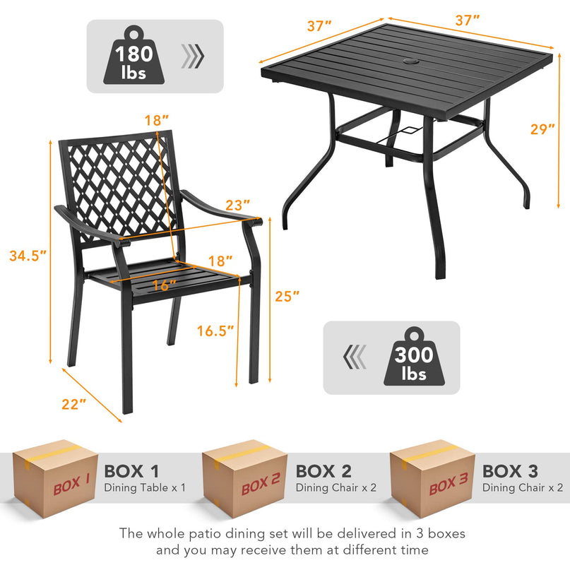 Giantex 5 Piece Patio Dining Set, Outdoor Dining Table W/ 4 Stackable Chairs