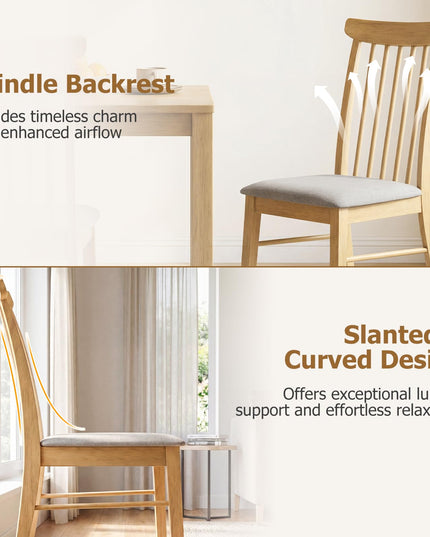 Giantex Fabric Upholstered Kitchen Armless Chairs w/Rubber Wood Frame