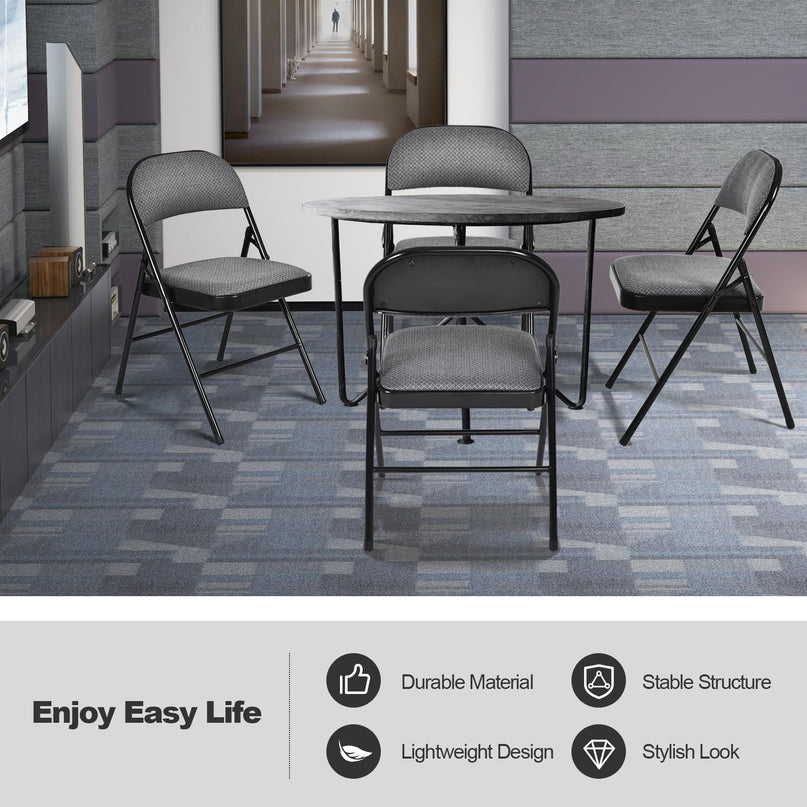 Giantex 6-Pack Folding Chairs Set - Waiting Room Chairs with Metal Frame