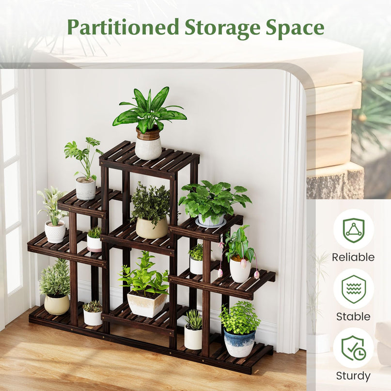 Giantex Plant Stand Indoor & Outdoor 6 Tier Wood Flower Pot Stand