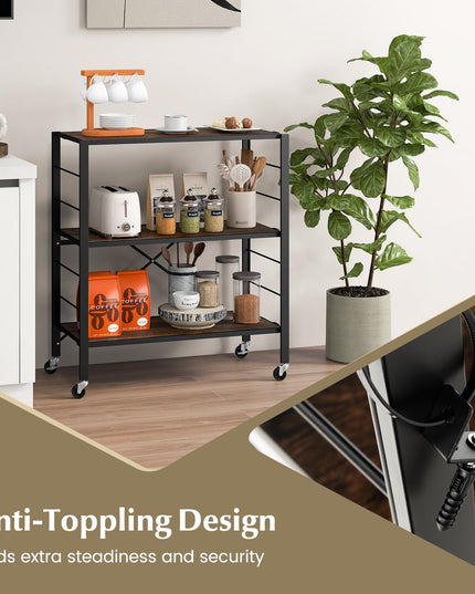 Giantex Folding Bookshelf with Wheels