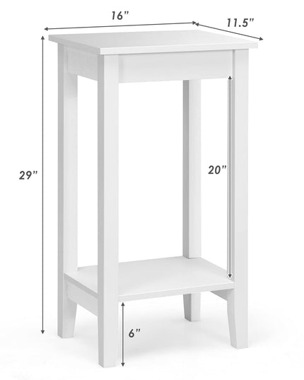 Giantex 2-Tier End Table Tall Nightstand, Simple Design Sofa Bedside Table