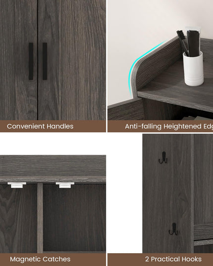 Giantex Over The Toilet Storage Cabinet, Industrial Bathroom Organizer w/Trapezoid Metal Frame