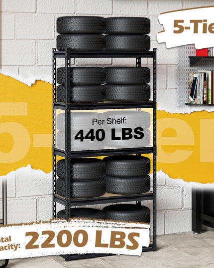 Giantex 5-Tier Metal Storage Shelves(1/2/3/4,30" W x 12" D x 60" H)