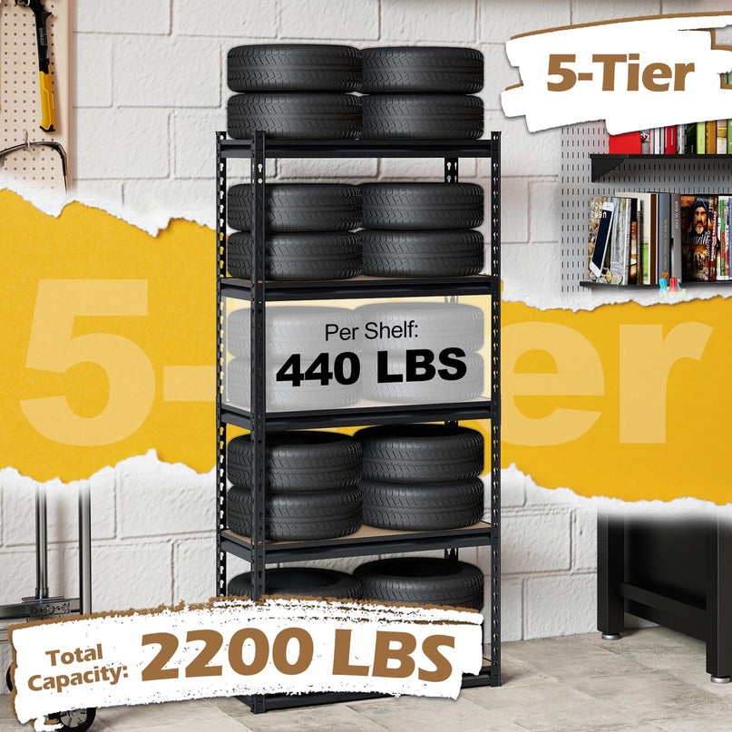Giantex 5-Tier Metal Storage Shelves(1/2/3/4,30" W x 12" D x 60" H)
