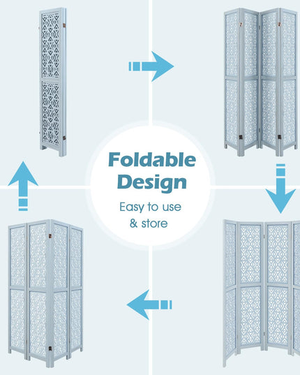 Giantex Room Divider 4/6 Panels - Boho Room Dividers with Carved Cutout Pattern & Solid Wood Frame, Fully Assembled