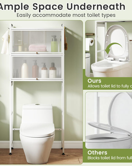 Armoire de rangement Giantex au-dessus des toilettes avec 2 portes cannelées basculantes