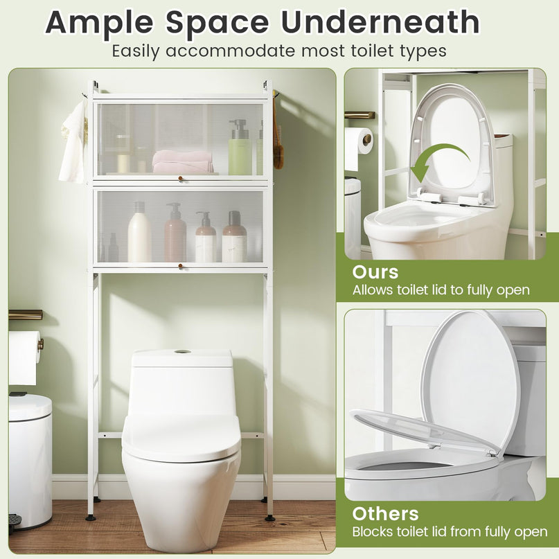 Giantex Over The Toilet Storage Cabinet with 2 Flip-up Fluted Doors