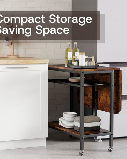 Giantex Folding Dining Table with 5 Wheels for Small Spaces