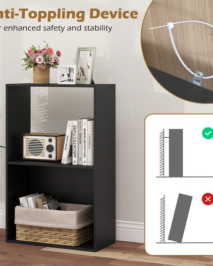 Giantex 3-Tier 2-Cube Bookcase w/Open Storage Compartment (1/2)
