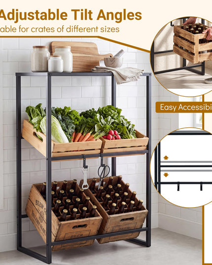 Giantex 3-Tier Drink Crate Rack | Heavy-duty Metal Storage Rack with Shelf