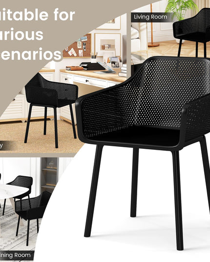 Giantex Plastic Dining Chairs w/Breathable Mesh Backrest Wide Seat Sturdy Supporting Legs