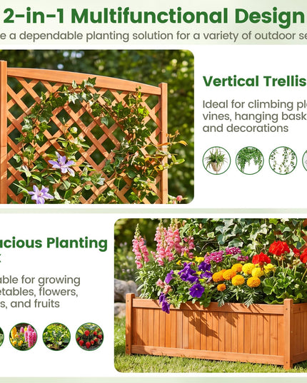Giantex 71" Raised Garden Bed with Trellis