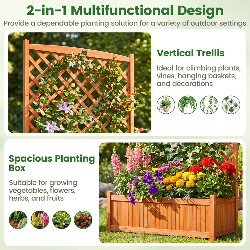 Giantex 71" Raised Garden Bed with Trellis
