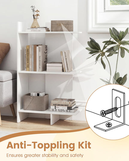 Étagère de rangement ouverte en bois à 3 niveaux Giantex avec kit anti-basculement