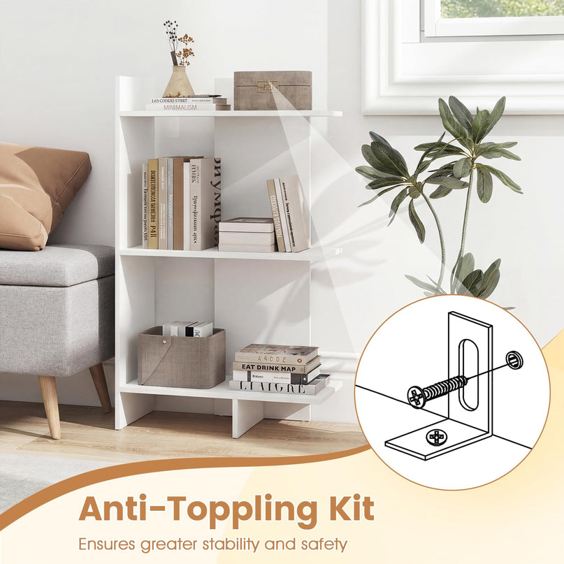 Étagère de rangement ouverte en bois à 3 niveaux Giantex avec kit anti-basculement